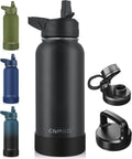 CIVAGO 32 oz Insulated Stainless Steel Water Bottle With Straw and 3 Lids
