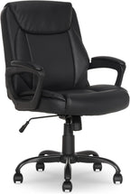 Amazon Basics Classic Puresoft PU Padded Mid-Back Office Chair with Armrest, Height Adjustable, Easy to Assemble, 26"D x 23.75"W x 42"H, Cream