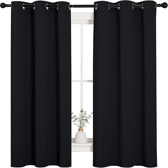 NICETOWN Pitch Black Solid Thermal Insulated Grommet Blackout Curtains/Drapes by NICETOWN