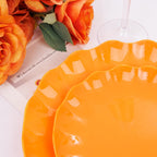 LIYH 24 Orange Plastic Plates Reusable for Thanksgiving Halloween 12 Guests