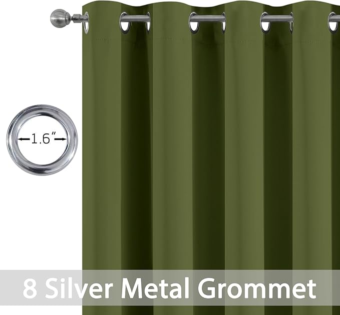Yakamok Olive Green Curtains 54 Inches Length Blackout Curtain - Image 2