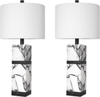Scenekoy 27" Alabaster Table Lamp Set of 2 with Night Light for Living Room