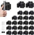 JAMEND CLXP 24PCS Broom and Mop Holder, Heavy Duty Garden Tool Organizer Rack Rake and Shovel Handle, Stainless Steel Mop Hanger. Wall Mounted with Screws.Matte Black