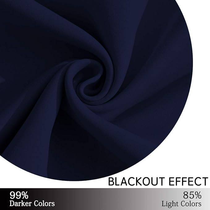 Yakamok Navy Blue Blackout Curtains - Image 6