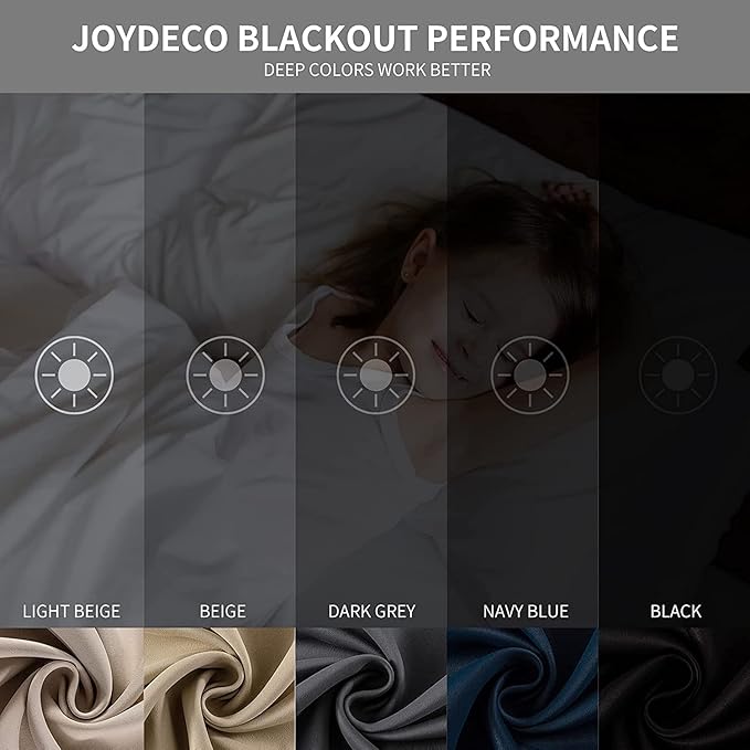 Joydeco Blackout Curtains 90 Inch Length 2 Panels Set, Thermal Insulated Long - Image 2