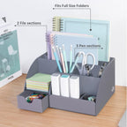 My Space Organizers Grey Desk Organizer, 9 Compartments, Office Supplies and Desk Accessories Organizer, Office Decor Desktop Organizer (Gray)
