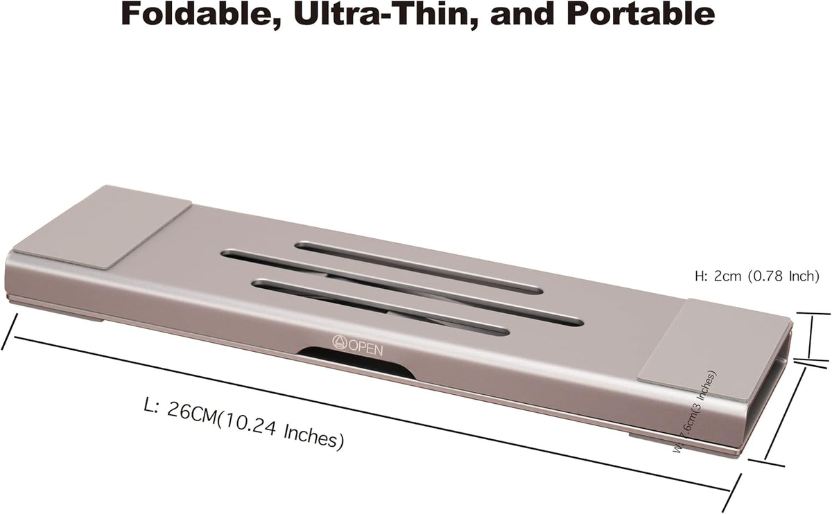 3-in-1 Foldable Aluminum Laptop Stand with Storage Box, 10-16 Inch