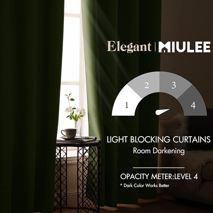 MIULEE Blackout Curtains Room Darkening Thermal Insulated Black Out Drapes - Image 2