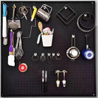 Garden Tool Organizer Wall Mounted, Heavy Duty Metal Pegboard Storage Rack with 10 Hooks, Garage Shed Wall Storage for Tools and Gardening Supplies, Utility Storage Board 20" × 24"