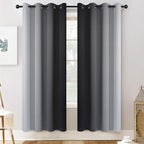 Yakamok 72 Inch Length Black and Greyish White Ombre Curtains, Light Blocking - Image 2