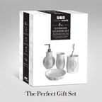 Creative Scents Vintage White 4 Piece Resin Bathroom Accessories Set