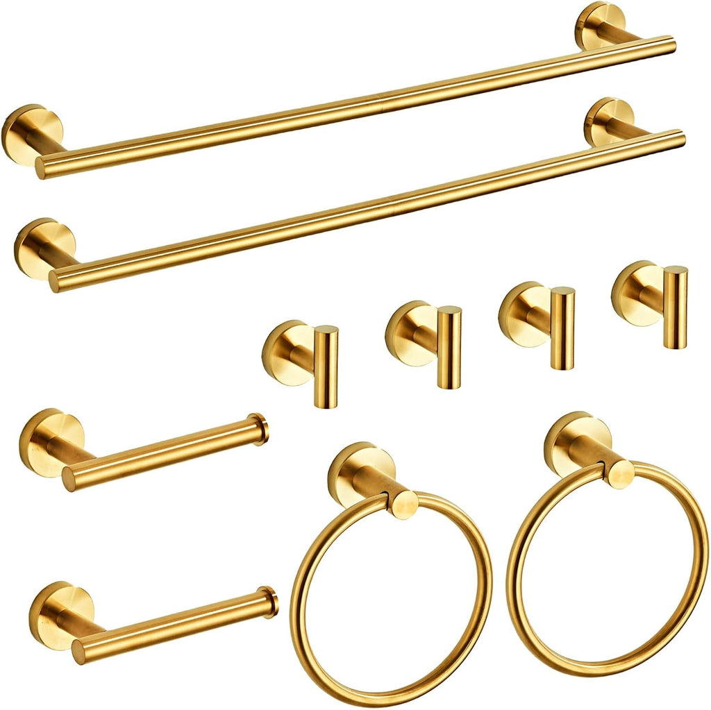 Brushed Nickel Bathroom Hardware Set 5 Piece with Towel Racks for Bathroom, SUS304 Stainless Steel Bath Towel Bar Set, 24 Inch Wall Mounted Accessories Kit…