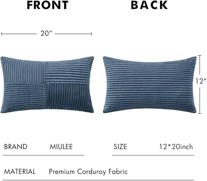 MIULEE Blue Decorative Lumbar Throw Pillow Covers 12x20 Inch - Image 6