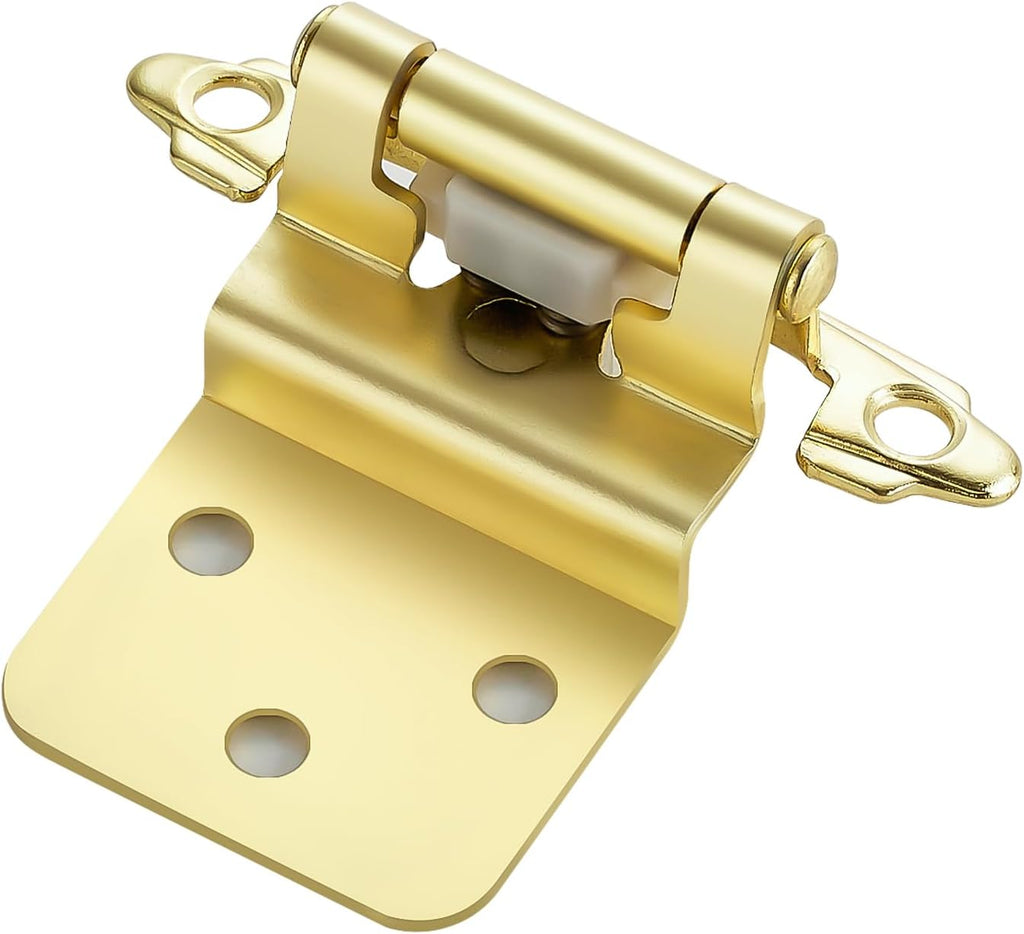 60 Pack 30 Pairs Gold Self-Close Cabinet Hinges, 3/8 Inch Inset