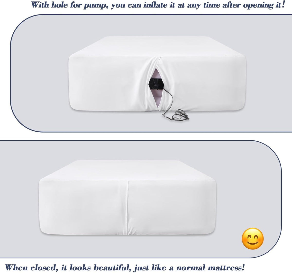 Air Mattress Sheet Set with Inflation Opening, Full, White