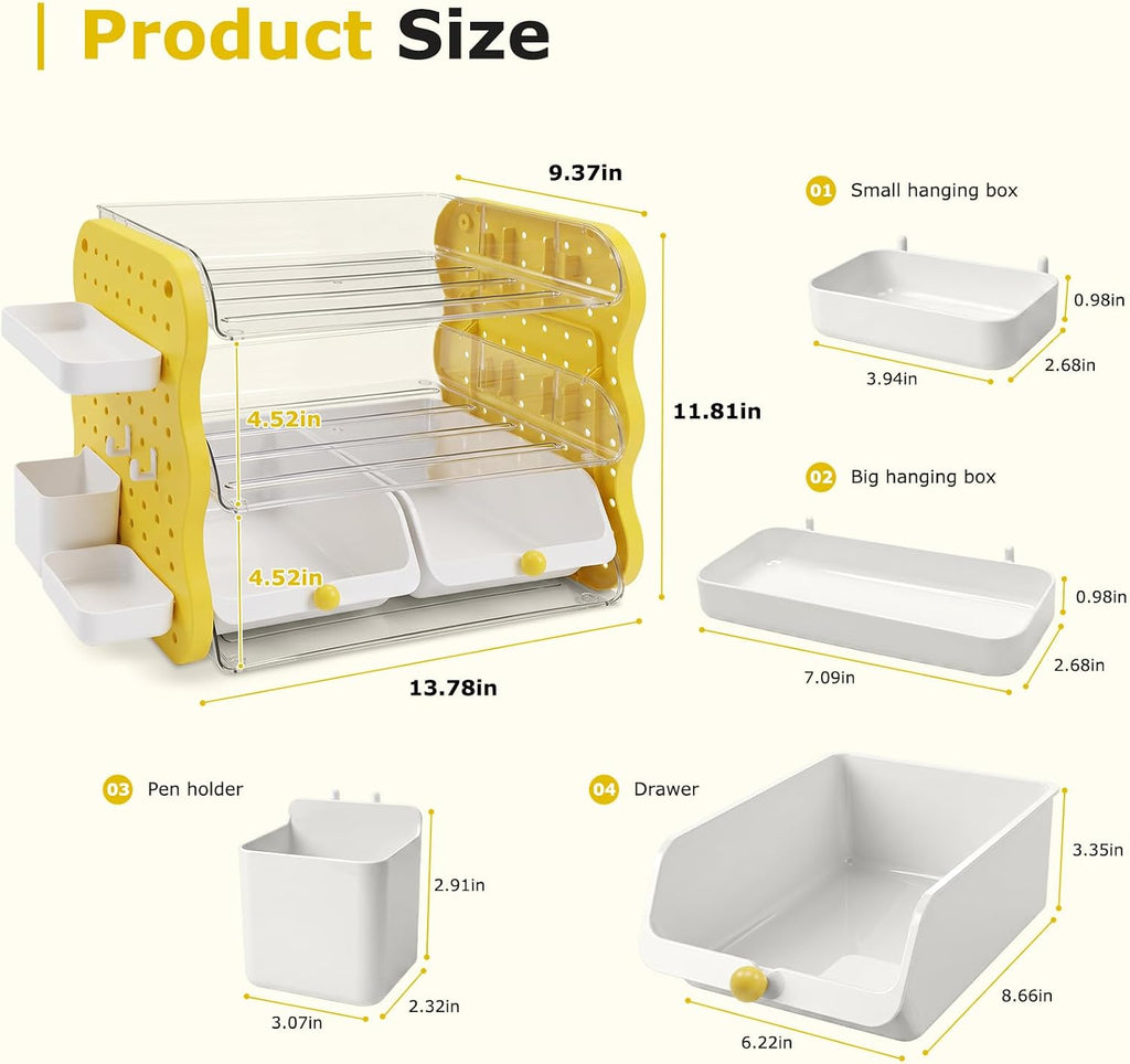 COMIX 3-Tier Paper Organizer Letter Tray, File Organizer for Desk, Yellow