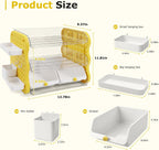 COMIX 3-Tier Paper Organizer Letter Tray, File Organizer for Desk, Yellow