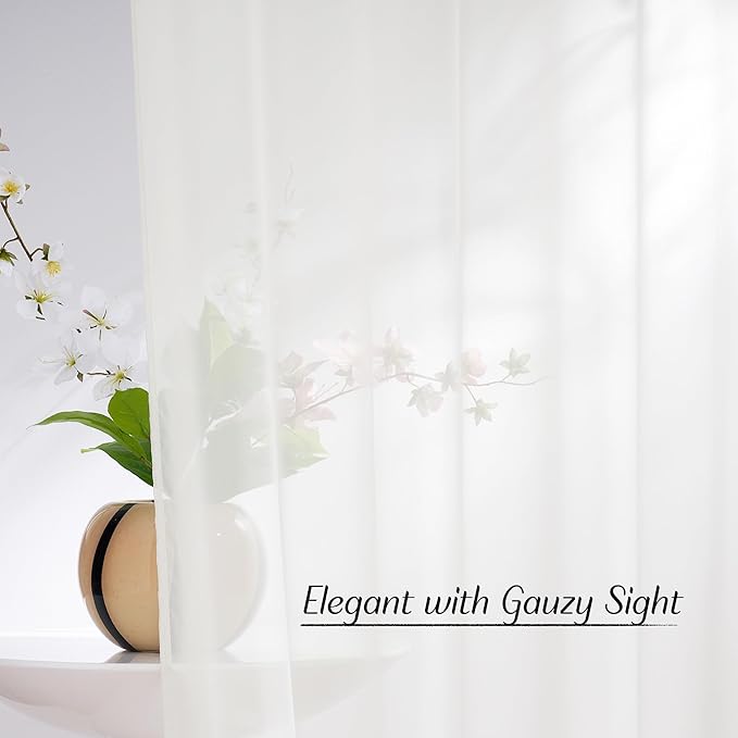 NICETOWN Sheer Curtains for Living Room 96 inches Long, Grommet Casual Style - Image 3