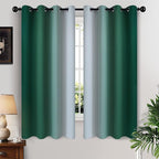 Yakamok Dark Green Ombre Curtains 63 Inches Long, Light Blocking Gradient Color by Yakamok