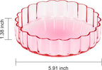 Khen Glass Flower Wave Colored Plates | Set of 2 | Blush Pink Green 5.9" Dinner or Dessert Plate, Appetizer, Snack, Fruit, Wavy Serveware | Vintage Art Deco Hand Wash Housewarming Gift