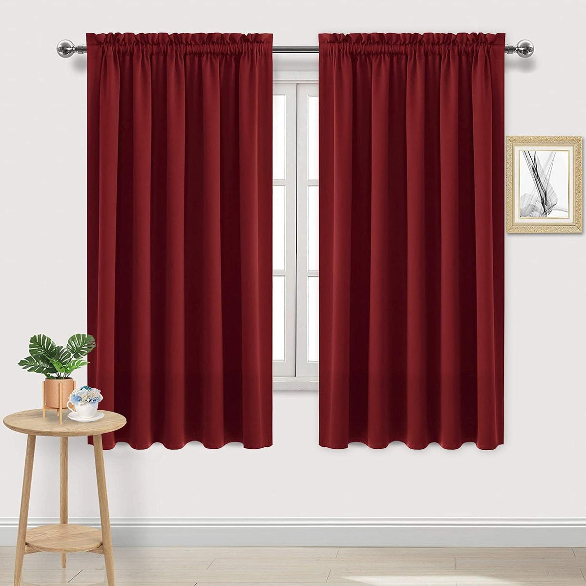 DWCN Blackout Curtains for Bedroom Living Room 42 x 63 Inch Long Burgundy