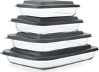 M MCIRCO 8 Piece Deep Glass Baking Dish with Lids, BPA free,Gray