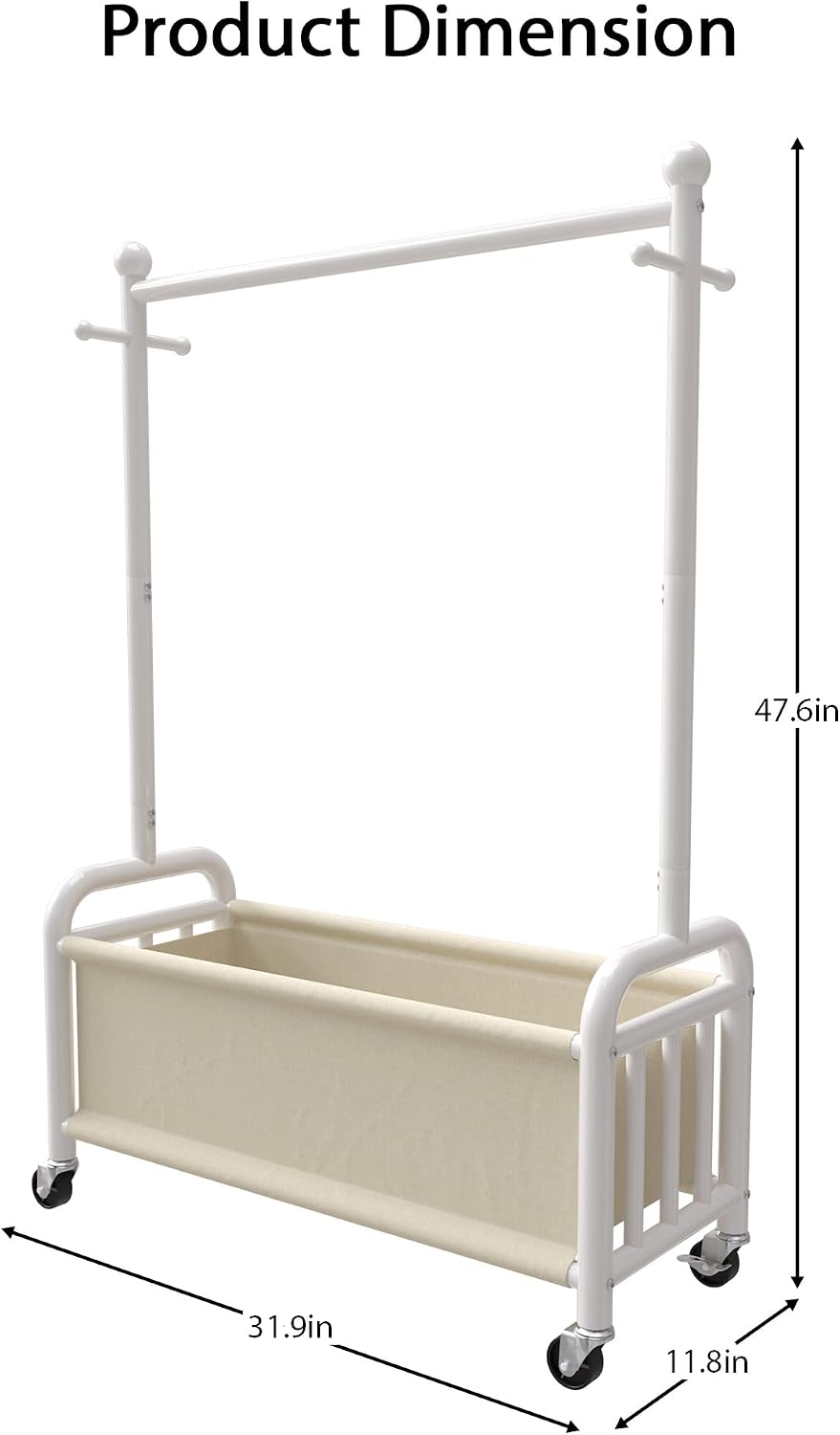 Kids Clothing Rack with Storage Bag, Adjustable Height, White