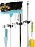 AceMining Broom Holder Wall Mount, 3 Racks 4 Hooks Heavy Duty Mop Organizer