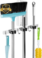 AceMining Broom Holder Wall Mount, 3 Racks 4 Hooks Heavy Duty Mop Organizer