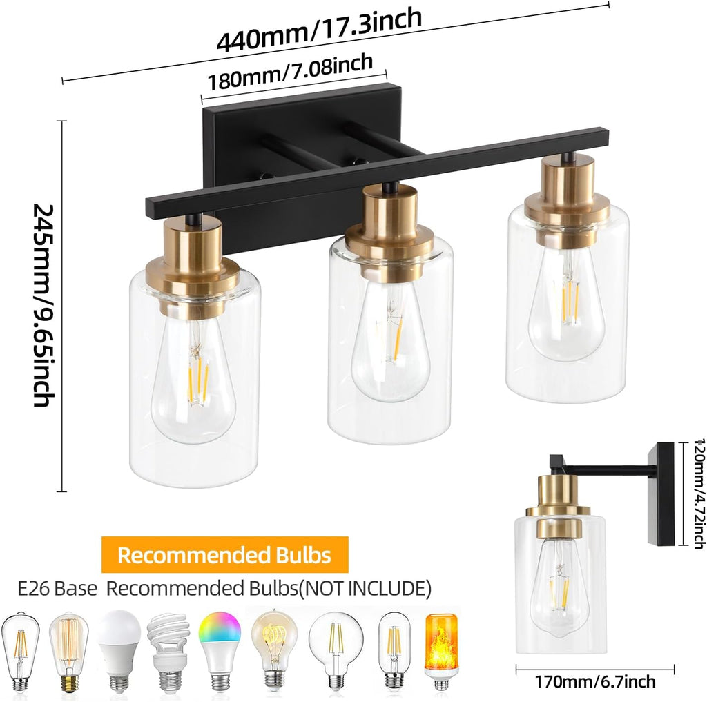 3 Light Bathroom Wall Light Fixture Vanity Wall Lights Over Mirror