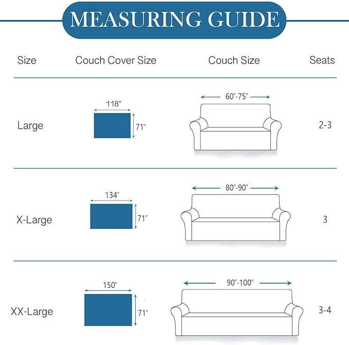 HANDONTIME Blue Sectional Couch Covers Easy Fitted Sofa Covers - Image 6