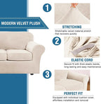 H.VERSAILTEX Real Velvet Plush 3 Piece Stretch Sofa Covers Couch Covers - Image 3