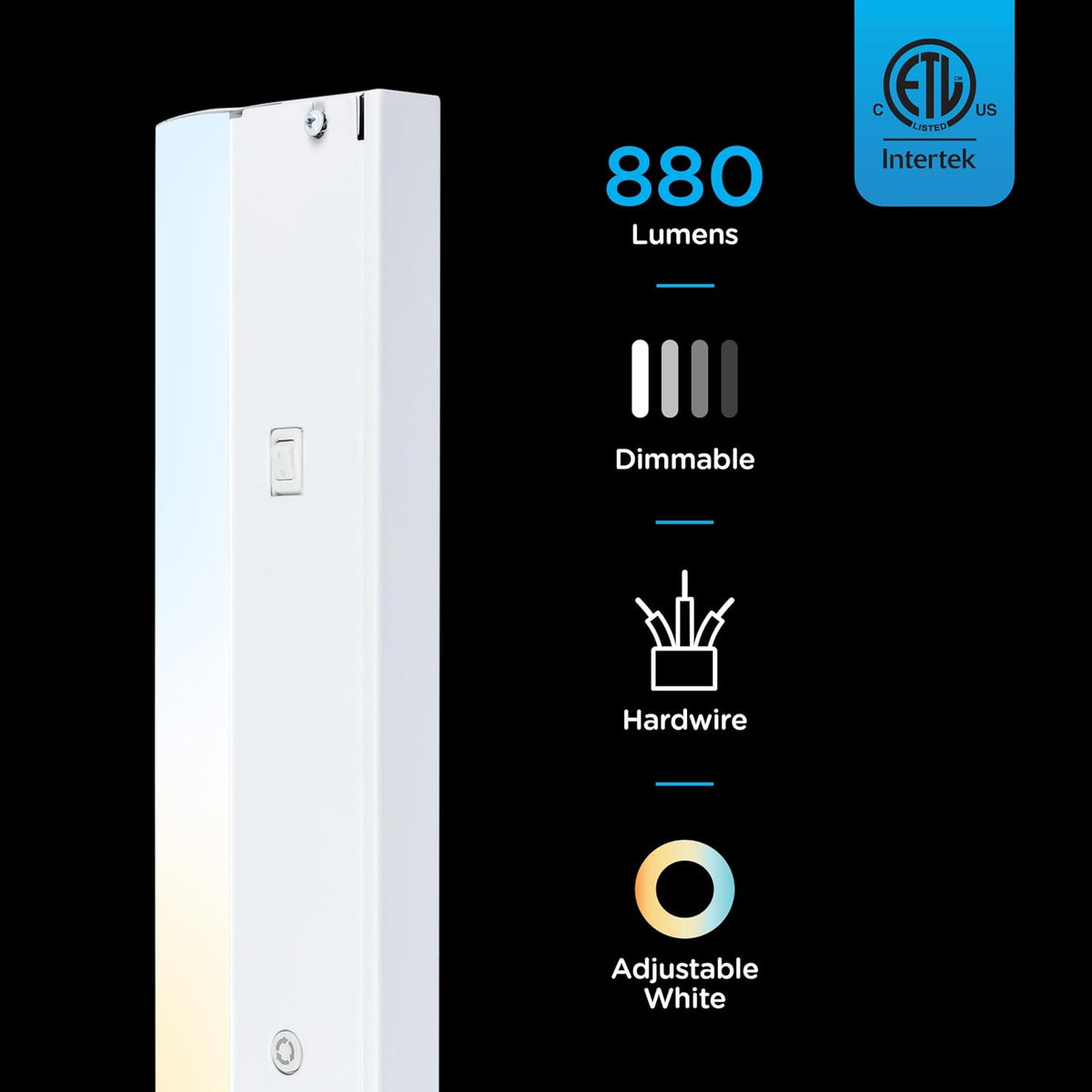 Enbrighten 12 Inch Hardwired Under Cabinet Light with 5 Color Temperatures