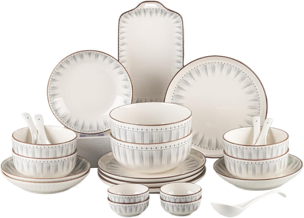 Ceramic Dinnerware Set, Series Kavara Ⅱ, (Blue Stripes)