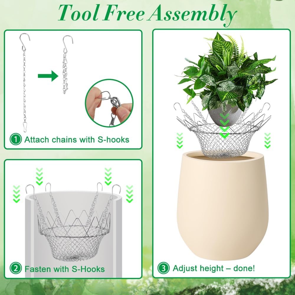 Adjustable Planter Insert for 10-18" Pots, 2 Pack Stainless Steel