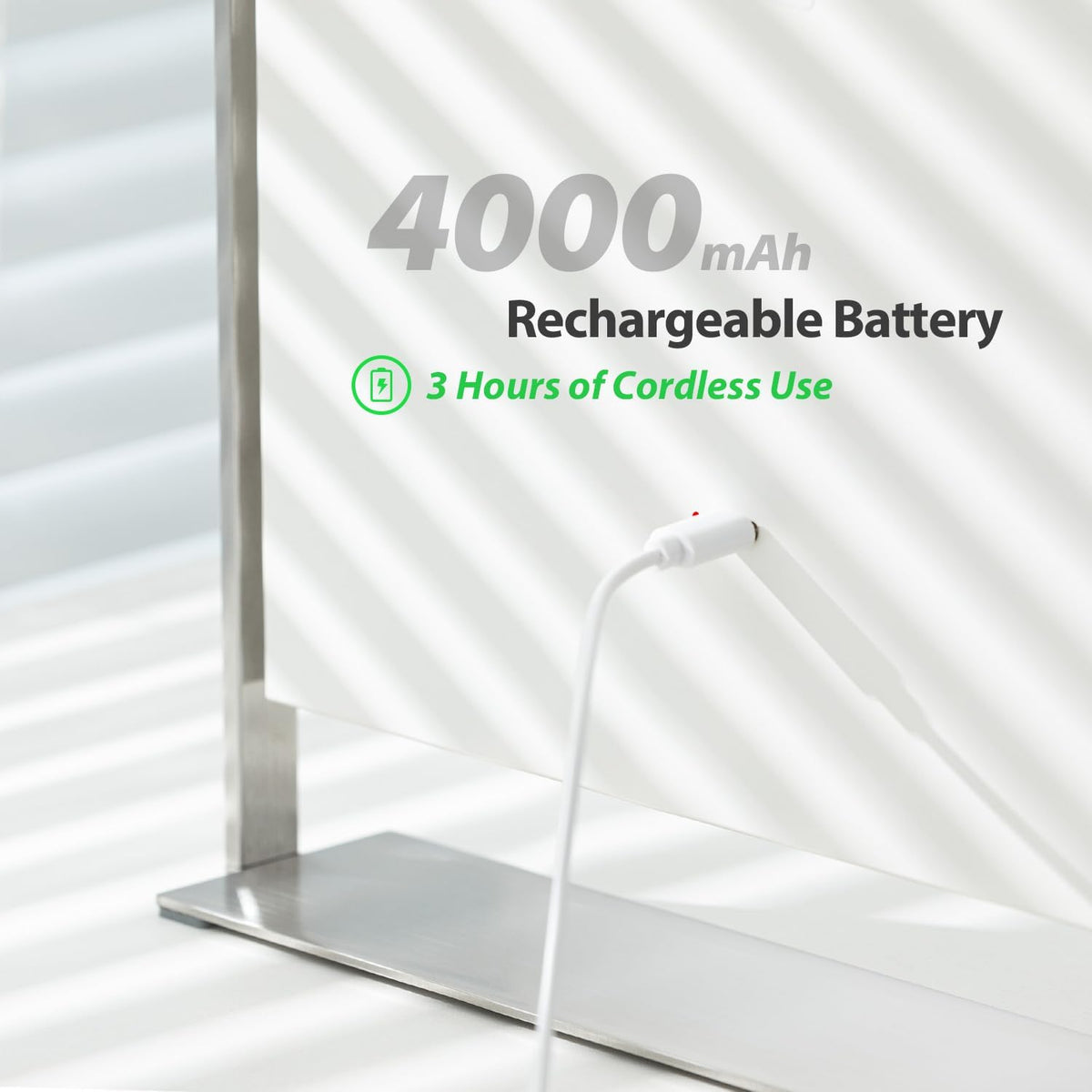 NEZZOE Rechargeable Makeup Mirror with Lights, 4000mAh Battery, 14"x10"