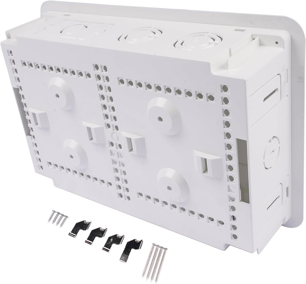 9" in-Wall Media Box in Wall Cable Management Kit Recessed TV Outlet & Network Enclosure Compatible with Roku, Apple TV, Fire Stick, Fits 16" Stud Bay
