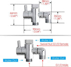 Brass Shower Arm Diverter Valve for Handheld Shower Head and Fixed Spray Head G1/2 3 Way Universal Bathroom System Component Replacement Part, Polished Chrome