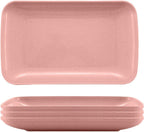 8.3 Inch Rectangular Dinner Plates Set of 4, Wheat Straw Appetizer Plates Unbreakable, Reusable Small Serving Plates Platters for Eating Salad, Pasta, Dessert, Sushi, Cake (Assorted Colors)