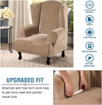 H.VERSAILTEX Wingback Chair Covers Velvet Plush Wing Chair Slipcover 1 Piece - Image 4