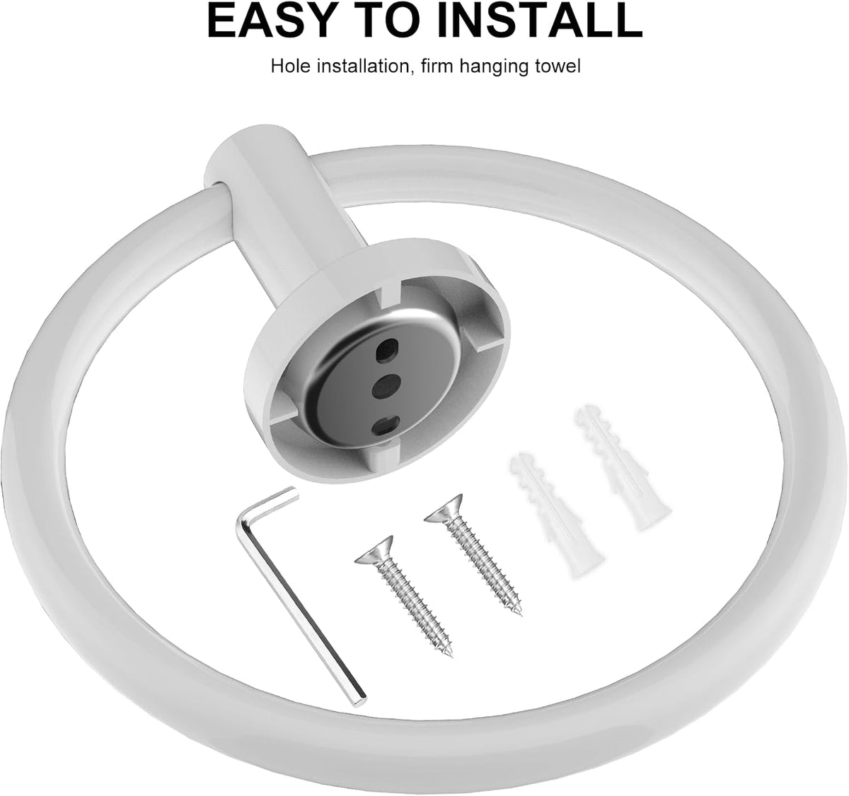 SetSail Towel Holder for Bathroom Wall Screw-in Towel Ring, White
