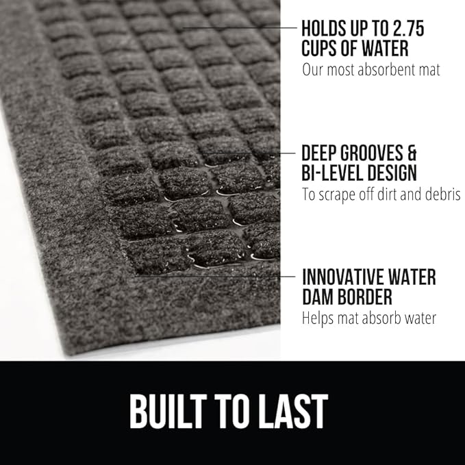 GORILLA GRIP® Ultra Absorbent Front Door Mat Outside Entrance, Traps Dirt and - Image 2