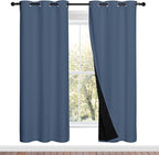 NICETOWN 100% Blackout Curtains Thermal, Stone Blue, 1 Pair, W37 x L70 by NICETOWN