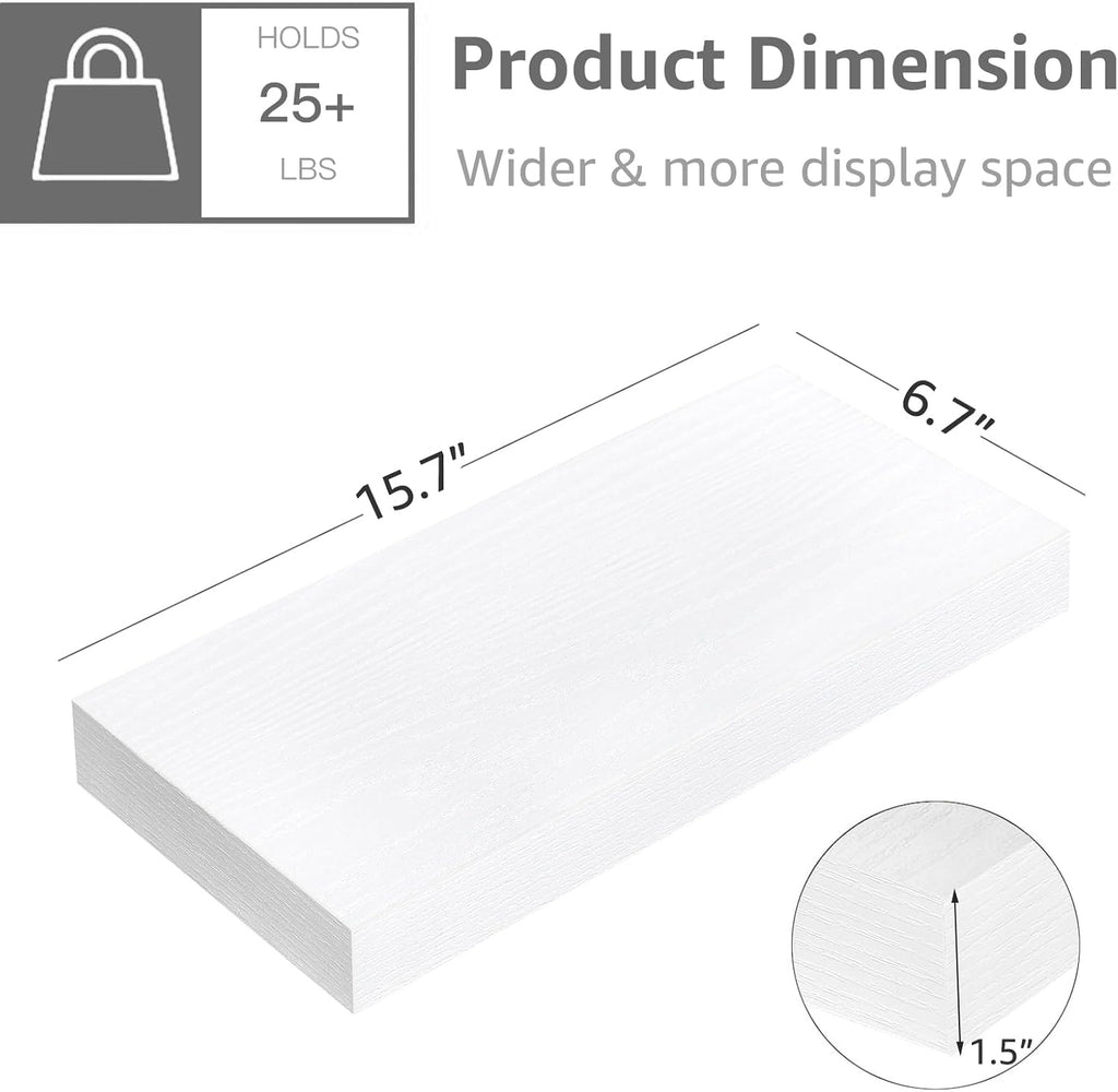 QEEIG Floating Shelf for Wall Small Shelf (White, Set of 1, 15.7" x 6.7")