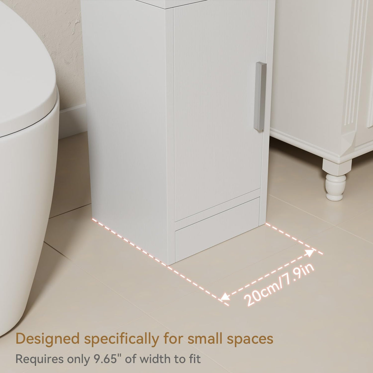 IBUYKE Small Bathroom Storage Cabinet, Narrow Floor Corner Cabinet UWBS002W