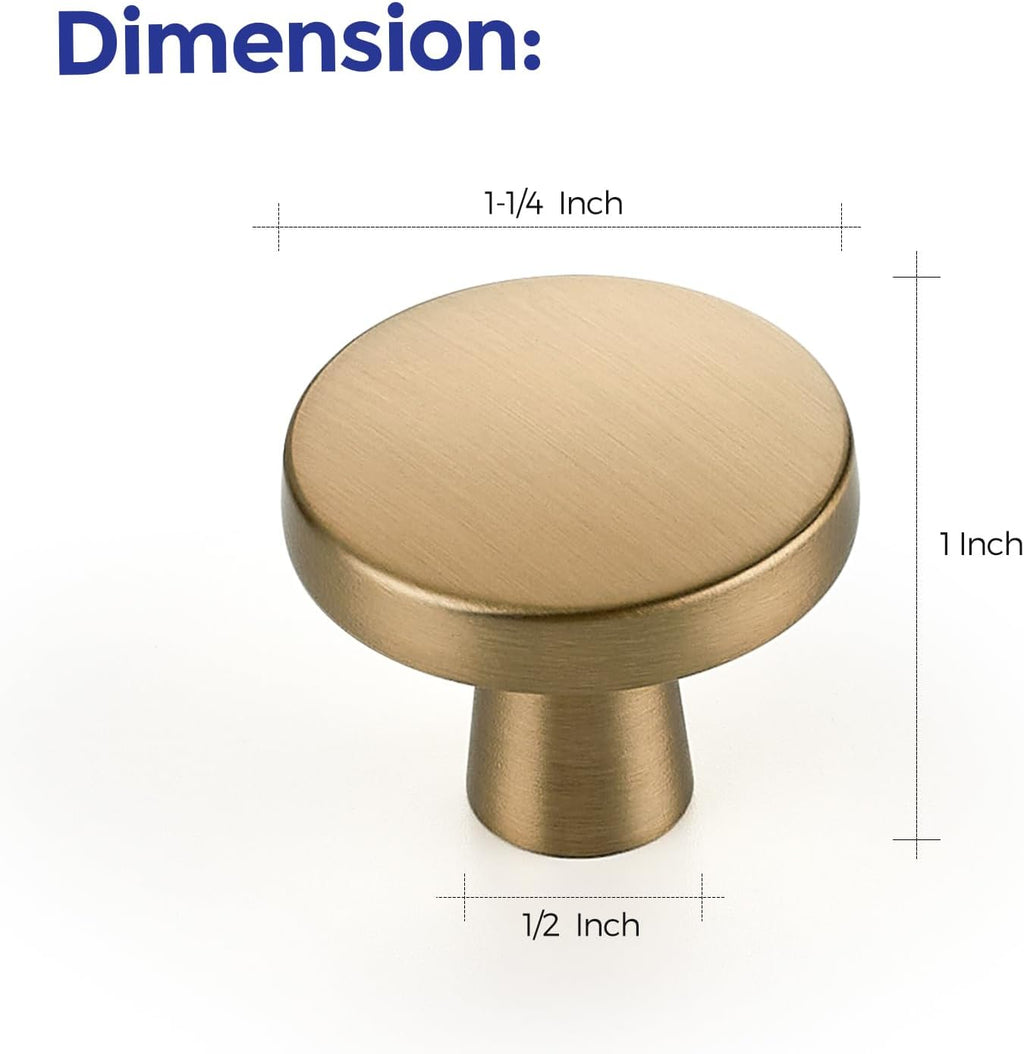 Ravinte Champagne Bronze Cabinet Knobs Solid Pulls Single Hole 10 Pack