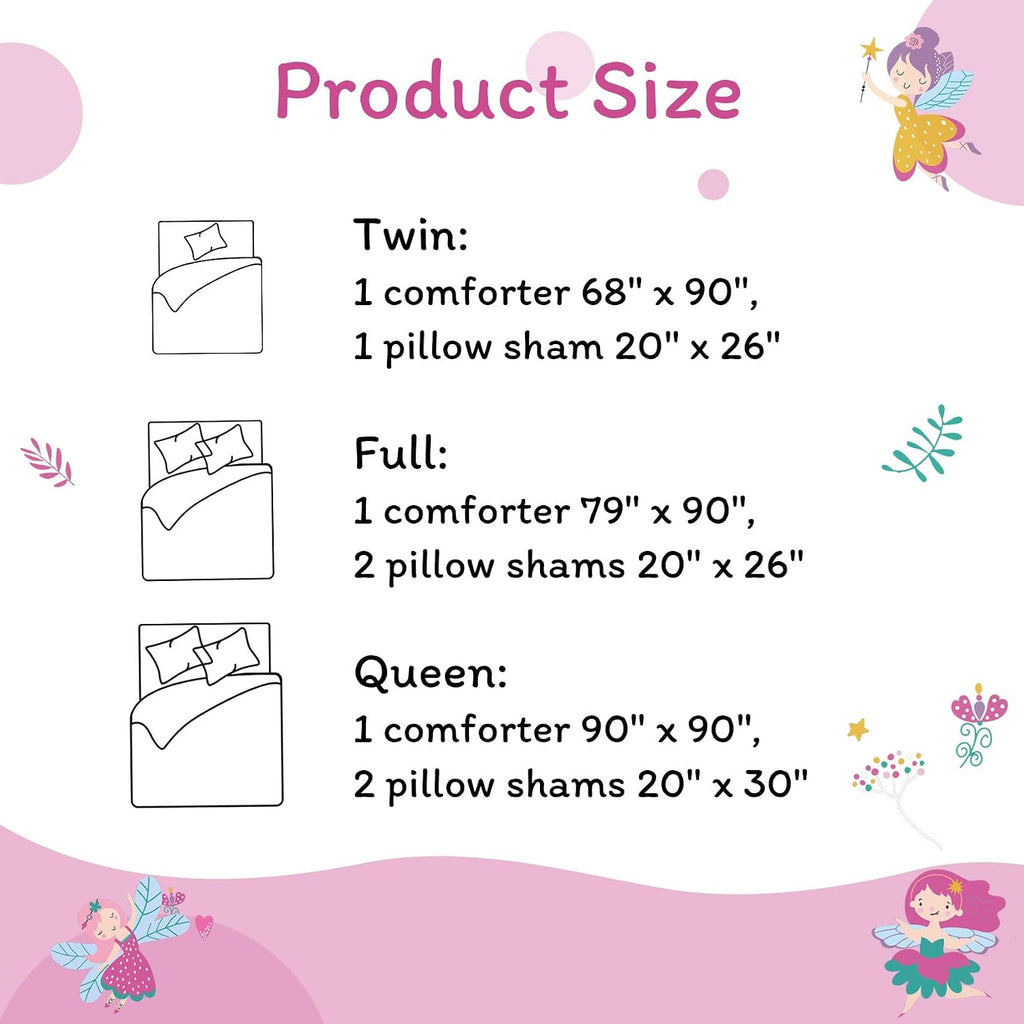 JSD Purple Fairy Kids Comforter Set Twin Size