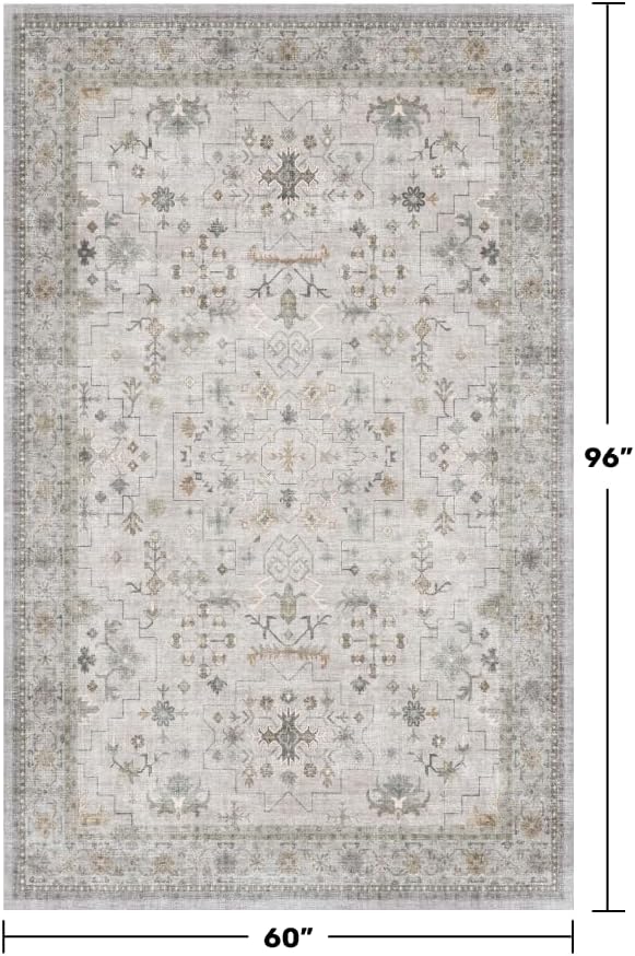 Hazo Haus Boho Light Grey 5x8 Living Room Rug - Image 2