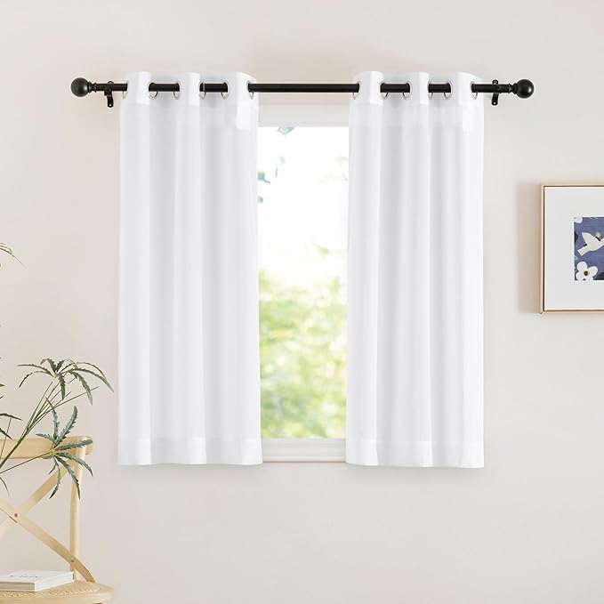 NICETOWN White Sheer Curtains 45 inches Long, Grommet Light Filtering Airy by NICETOWN