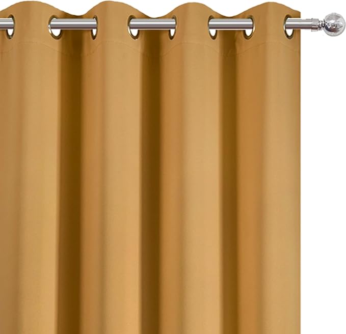 LEMOMO Mustard Yellow Thermal Blackout Curtains/52 x 72 Inch/Set of 2 Panels - Image 6